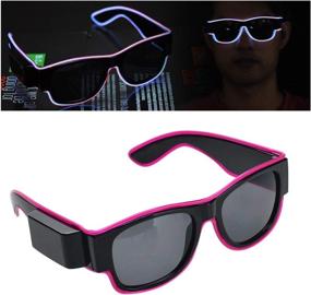 img 4 attached to 💜 Glowing Goggles: Purple EL Wire Decoration Glasses for Halloween, Fashion Shows, Parties, and Cosplay Lights - USB Rechargeable Battery Included