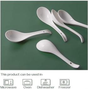 img 1 attached to 🍜 DOWAN Asian Soup Spoons - Ceramic Chinese, Japanese White Spoons for Ramen, Pho, Wonton, Dumpling, Miso - Set of 6