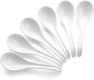 🍜 dowan asian soup spoons - ceramic chinese, japanese white spoons for ramen, pho, wonton, dumpling, miso - set of 6 logo