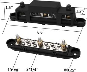 img 2 attached to 🚌 Mofeez Барная шина для автобуса - Компактный блок распределения питания 3x1/4”Пост с 10x#8 Винтовыми терминалами и кольцевыми терминалами (красный и черный)