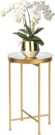 🌟 joveco round end table: stylish 15'' gold metal side table and small nightstand with removable tray/white - perfect accent coffee tables for living room and bedroom логотип