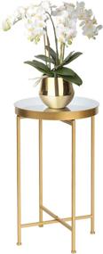 img 4 attached to 🌟 Joveco Round End Table: Stylish 15'' Gold Metal Side Table and Small Nightstand with Removable Tray/White - Perfect Accent Coffee Tables for Living Room and Bedroom