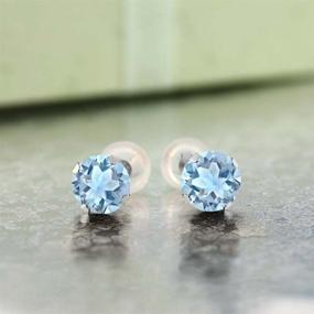 img 3 attached to 💎 Sparkle in Style with Gem Stone King 14K White Gold Sky Blue Topaz Birthstone Stud Earrings (2.39 cttw, 6MM Round Cut)