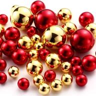 💎 non-hole floating pearl beads for vases, highlight pearls vase filler for centerpieces, set of 100pcs gold and red pearls in 30mm, 20mm, and 14mm sizes – perfect for diy wedding, birthday, anniversary, and christmas centerpiece décor logo
