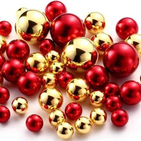 img 4 attached to 💎 Non-Hole Floating Pearl Beads for Vases, Highlight Pearls Vase Filler for Centerpieces, Set of 100pcs Gold and Red Pearls in 30mm, 20mm, and 14mm Sizes – Perfect for DIY Wedding, Birthday, Anniversary, and Christmas Centerpiece Décor