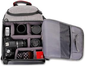 img 1 attached to Универсальный рюкзак для фотокамер DSLR от USA Gear: обитые отделители, держатель для штатива, отделение для ноутбука, защитный чехол от дождя и отсек для аксессуаров - совместим с Nikon, Canon, Sony, Pentax и многими другими.