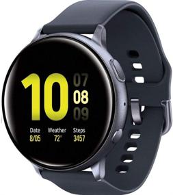img 2 attached to SAMSUNG Galaxy Watch Active2 (Aqua Black, R820-44mm) 📱 with Bluetooth, Silicon Strap, and Aluminum Bezel - International