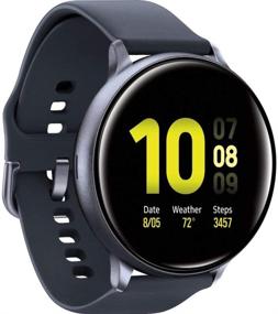 img 3 attached to SAMSUNG Galaxy Watch Active2 (Aqua Black, R820-44mm) 📱 with Bluetooth, Silicon Strap, and Aluminum Bezel - International