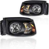 высококачественная фара для dodge ram 1500/2500/3500 2006-2009 | черный корпус, янтарный отражатель, прозрачные линзы | идеальная замена 68003125ab, 68003124ab логотип