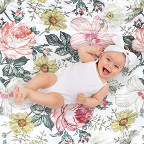 img 3 attached to 🌼 Bamboo Muslin Baby Swaddle Blanket - Ultra Soft 100% Bamboo Receiving Blanket 47x47 Inches - Hypoallergenic & Breathable - Wildflowers