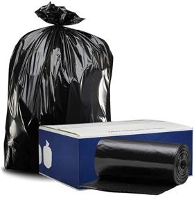 img 1 attached to 🗑️ Black Heavy Duty Trash Bags - 95-96 Gallon Garbage Can Liners - 1.5 Mil - 61” X 68” (25 Count) by Plasticplace