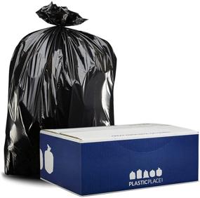 img 3 attached to 🗑️ Black Heavy Duty Trash Bags - 95-96 Gallon Garbage Can Liners - 1.5 Mil - 61” X 68” (25 Count) by Plasticplace