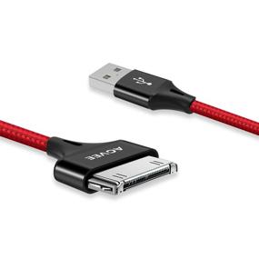 img 1 attached to 🔌 AGVEE [3 Pack 6ft] Fast Charging Cable for Old iPhone 4/4S iPad 1/2/3 iPod, 30 Pin Heavy Duty Unbreakable Nylon Braided Slim Metal Shell Long Data Sync Cord with Leather Ties, Red