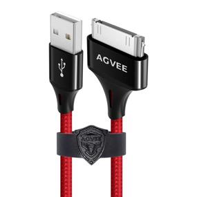 img 4 attached to 🔌 AGVEE [3 Pack 6ft] Fast Charging Cable for Old iPhone 4/4S iPad 1/2/3 iPod, 30 Pin Heavy Duty Unbreakable Nylon Braided Slim Metal Shell Long Data Sync Cord with Leather Ties, Red