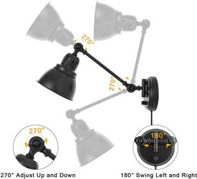 img 1 attached to 🔌 ENCOMLI Dimmable Plug-in Wall Sconces with Swing Arm, Industrial Black Metal Wall Lamp, E26 Base, 6FT Plug-in Cord