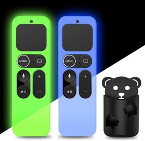 img 4 attached to 📺 Glow in The Dark Silicone Case for Apple TV 4K/5th/4th Gen Remote [2 Pack] - Protective, Anti-Slip & Shockproof Cover with Remote - Glow Green + Glow Blue