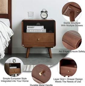 img 1 attached to 🛏️ ESPsent Nightstand: Stylish, Functional Wood End Table with Drawer, Storage Compartment & Cable Hole