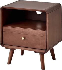 img 4 attached to 🛏️ ESPsent Nightstand: Stylish, Functional Wood End Table with Drawer, Storage Compartment & Cable Hole