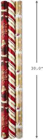 img 3 attached to 🎁 Hallmark Christmas Reversible Wrapping Paper - Classic Santa (Pack of 3, 120 sq.ft. total) - Red & Gold Snowflakes, Stripes, Plaid, Santa's Sleigh
