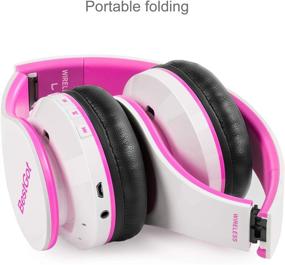 img 1 attached to Bluetooth Kids Headphones Bluetooth BestGot BT6002 Wireless Headphones For Kids Children Adults For School Foldable Headset For 18 Hours For PC/Phone/Tablets/TV (White/Pink)