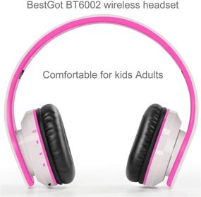 img 2 attached to Bluetooth Kids Headphones Bluetooth BestGot BT6002 Wireless Headphones For Kids Children Adults For School Foldable Headset For 18 Hours For PC/Phone/Tablets/TV (White/Pink)