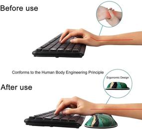 img 1 attached to 💻 Holilife Keyboard Wrist Rest and Mouse Pad Set – Ergonomic Memory Foam Design for Pain Relief in Home Office, Laptop, Gaming – Non-Slip Rubber Base – Malachite Marble