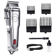 💇 sleek and versatile gerfenny hair clippers for men - professional cordless clipper set for precise haircuts, beard trimming, and grooming - usb rechargeable with led display in silver logo