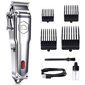 img 4 attached to 💇 Sleek and Versatile GERFENNY Hair Clippers for Men - Professional Cordless Clipper Set for Precise Haircuts, Beard Trimming, and Grooming - USB Rechargeable with LED Display in Silver