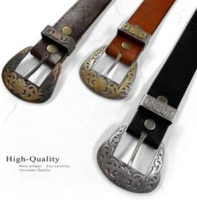 img 2 attached to 🐄 Genuine Leather Cowgirl Western Embossed Women's Belt Accessories