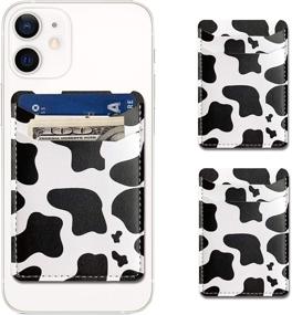 img 4 attached to 2pcs Cow Print Adhesive Phone Wallet: Convenient Credit Card Holder for Android Phone Case