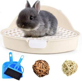 img 4 attached to 🐇 Hamiledyi Bunny Litter Pet Toilet Potty Trainer Corner Pan Bedding Box - Small Animal Guinea Pig Ferret Hamster Dwarf Rabbit (White)