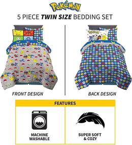 img 2 attached to 🧸 Pokemon Twin Size Comforter and Sheet Set with Sham - Franco Kids, 5 Piece