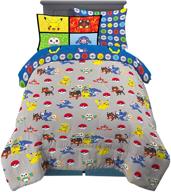 🧸 pokemon twin size comforter and sheet set with sham - franco kids, 5 piece logo