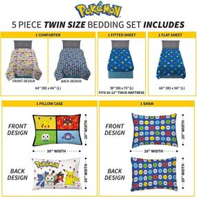 img 1 attached to 🧸 Pokemon Twin Size Comforter and Sheet Set with Sham - Franco Kids, 5 Piece