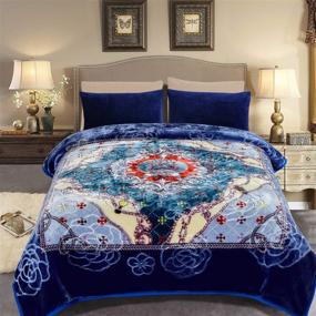 img 4 attached to 🛏️ Soft and Warm Fleece King Size Blanket (85"x93", 10lbs) - Korean Inspired Heavy Blanket with 2 Ply Print for Ultimate Comfort and Style