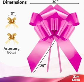 img 3 attached to Zoe Deco Big Car Bow (Pink, 30 inch) - Gold Accessory Bows Included - Ideal for Big Presents, Girls' Parties, Surprise Celebrations, Weddings, Birthdays, Christmas - Car Bows, Gift Bows, Giant Car Bow