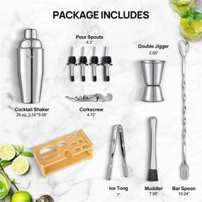 img 3 attached to Cocktail Shaker Set, Zpose Bartender Kit, 11-Piece Stainless Steel Bar Set with Bamboo Stand, includes Martini Shaker, Jigger, Bar Spoon, Muddler, Recipe Booklet – Premium Bar Kit Cocktail Set