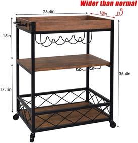 img 1 attached to Usinso Industrial Kitchen Serving Cart: 3-Tier Rolling Bar Cart with Wine Glass Holder & Lockable Casters - Home Liquor Storage Solution with Removable Top Box Container