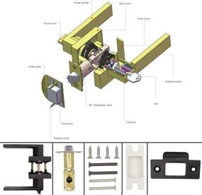 img 2 attached to 🔒 Бесключевая секретная дверная ручка, усиленный замок для внутренних дверей в ванную комнату или спальню, подходит для лево- или праворучной установки. Матово-черная отделка - набор из 4-х ручек.
