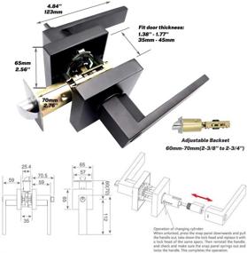 img 1 attached to 🔒 Бесключевая секретная дверная ручка, усиленный замок для внутренних дверей в ванную комнату или спальню, подходит для лево- или праворучной установки. Матово-черная отделка - набор из 4-х ручек.