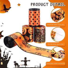 img 2 attached to 🎃 24 Yards Halloween Ribbon with Wired Edge - Pumpkins, Dots, Spider Webs - Perfect for Crafts, Floral Arrangements, Bouquets, Gift Wrapping, Halloween Party Decorations