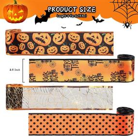 img 3 attached to 🎃 24 Yards Halloween Ribbon with Wired Edge - Pumpkins, Dots, Spider Webs - Perfect for Crafts, Floral Arrangements, Bouquets, Gift Wrapping, Halloween Party Decorations