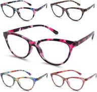 😎 stylish cat-eye blue light blocking reading glasses 5 pack for women - protect your eyes from eyestrain & uv rays, ideal for computer use (multicolor, 2.5) logo