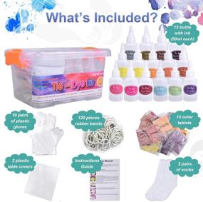 img 3 attached to BONROB Tie-Dye Kit for Kids and Adults - 15 Vibrant Colors, Includes 2 Pairs of Socks, Gloves, Rubber Bands, and Tablecloths for DIY Fashion Party Supplies