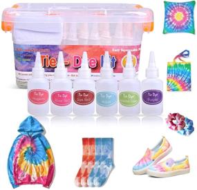 img 4 attached to BONROB Tie-Dye Kit for Kids and Adults - 15 Vibrant Colors, Includes 2 Pairs of Socks, Gloves, Rubber Bands, and Tablecloths for DIY Fashion Party Supplies