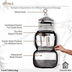 img 1 attached to 👜 CasaVida Toiletry Bag for Women - Water-Resistant Travel Organizer with Hanging Hook, TSA Approved Transparent Cosmetic Bags - Makeup Travel Organizer for Toiletries with Dopp Kit - Essential Travel Accessories