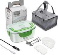 🍱 mameayue electric lunch box: 3 in 1 food warmer for car & home - faster hot, 55w, portable with stainless steel container & insulated bag (green) logo