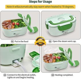 img 2 attached to 🍱 MAMEAYUE Electric Lunch Box: 3 in 1 Food Warmer for Car & Home - Faster Hot, 55W, Portable with Stainless Steel Container & Insulated Bag (Green)