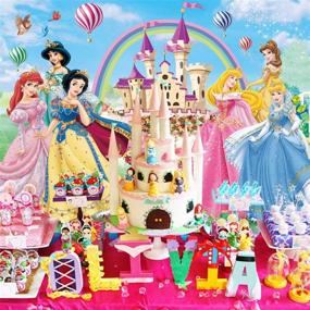 img 4 attached to 👸 Disney Princess Backdrop Pink – Ideal for Girl's Baby Shower, Birthday, Banner, Photography Background