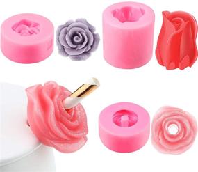 img 4 attached to 🌹 3-Piece Rose Flower Straw Silicone Molds - Flower Straw Resin Mold, 3D Rose Flower Candle Molds, Rose Shaped Silicone Molds for DIY Handicrafts, Cake Decoration, and Candle Crafts